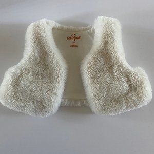 CAT & JACK fluffy white cropped vest jacket 12 mo